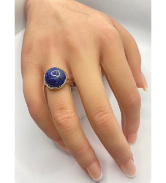 Bague ajustable en pierre bleu nuit acier inoxydable