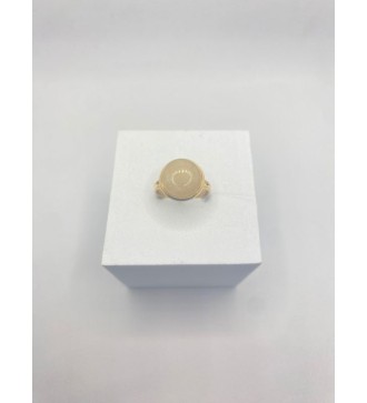 Bague ajustable en pierre blanche acier inoxydable or