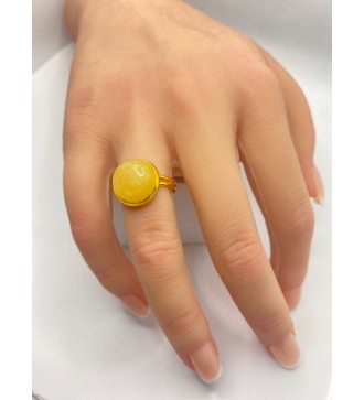 Bague ajustable en pierre blanche acier inoxydable or