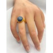 Bague Terre à Terre – Bague ajustable en pierre bleue scintillante, acier inoxydable plaqué or 24 K Bague Terre à Terre – Bague ajustable en pierre bleue scintillante, acier inoxydable plaqué or 24 K