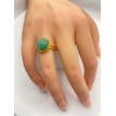 Bague Vert Opaque – Bague ajustable en pierre semi-précieuse verte , acier inoxydable plaqué or 24 K Bague Vert Opaque – Bague ajustable en pierre semi-précieuse verte , acier inoxydable plaqué or 24 K