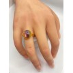 Bague Améthyste – Bague ajustable en pierre naturelle violette, acier inoxydable plaqué or 24 K Bague Améthyste – Bague ajustable en pierre naturelle violette, acier inoxydable plaqué or 24 K