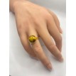 Bague Caramel – Bague ajustable en pierre marron et jaune, acier inoxydable plaqué or 24 K Bague Caramel – Bague ajustable en pierre marron et jaune, acier inoxydable plaqué or 24 K