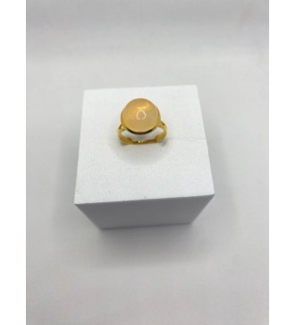 Bague ajustable en pierre jaune citron acier doré