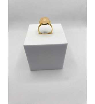 Bague ajustable en pierre jaune citron acier doré