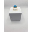 Bague ajustable en pierre bleu turquoise – Acier inoxydable plaqué or 24 K, élégance Bague ajustable en pierre bleu turquoise – Acier inoxydable plaqué or 24 K, élégance