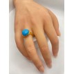 Bague ajustable en pierre bleu turquoise – Acier inoxydable plaqué or 24 K, élégance Bague ajustable en pierre bleu turquoise – Acier inoxydable plaqué or 24 K, élégance