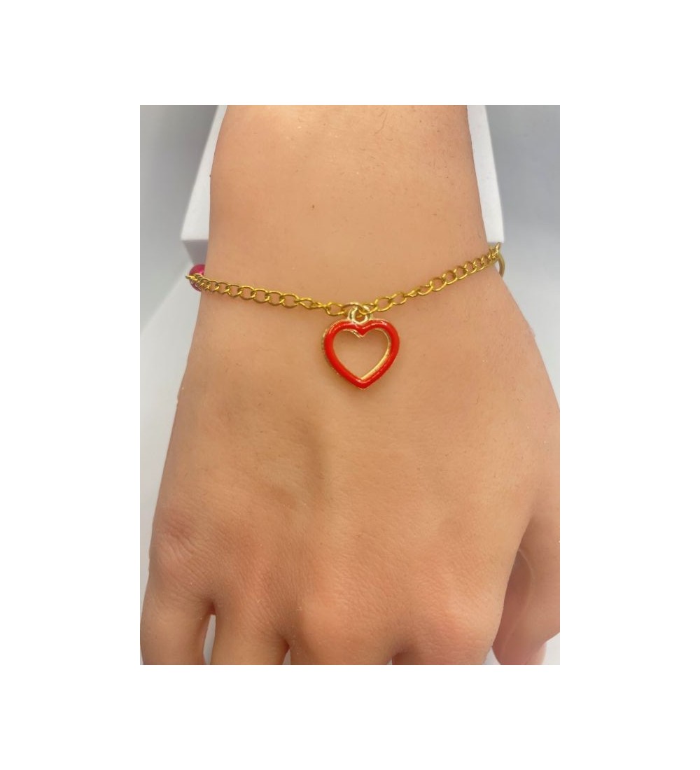 Bracelet ajustable en acier inoxydable pendentif coeur