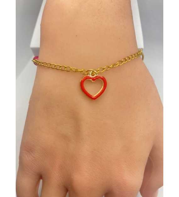 Amour Fou – Bracelet ajustable plaqué or 24 K pendentif cœur 