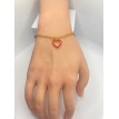 Amour Fou – Bracelet ajustable en acier inoxydable plaqué or 24 K avec pendentif cœur rouge Amour Fou – Bracelet ajustable en acier inoxydable plaqué or 24 K avec pendentif cœur rouge