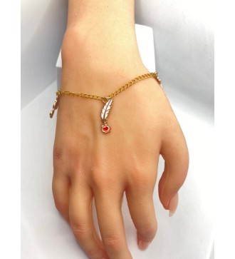 Bracelet ajustable or avec pendentif breloque et nounours