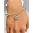 Bracelet ajustable Goutte d'eau en argent 925 avec strass et pendentif effet diamant Bracelet ajustable Goutte d'eau en argent 925 avec strass et pendentif effet diamant