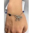 Bracelet ajustable Nœud Bleu en argent 925 avec perles brillantes et pendentif cœur Bracelet ajustable Nœud Bleu en argent 925 avec perles brillantes et pendentif cœur