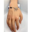 Bracelet ajustable Nœud Bleu en argent 925 avec perles brillantes et pendentif cœur Bracelet ajustable Nœud Bleu en argent 925 avec perles brillantes et pendentif cœur
