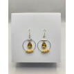 Oeil de Chat – Créoles perles jaunes et pendentif pierre en acier inoxydable argent Oeil de Chat – Créoles perles jaunes et pendentif pierre en acier inoxydable argent