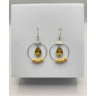Oeil de Chat – Créoles perles jaunes et pendentif pierre en acier inoxydable argent Oeil de Chat – Créoles perles jaunes et pendentif pierre en acier inoxydable argent