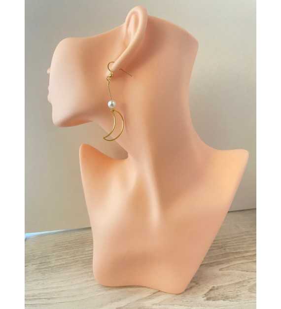 Clair de Lune –Créoles pendentif lune acier inoxydable