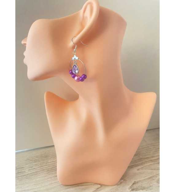 Raiponce – Boucles d’oreilles créoles violettes acier inoxydable