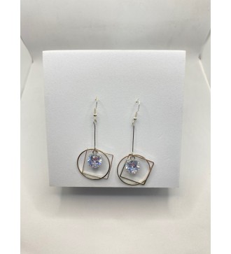 Boucles d'oreilles pendantes argentées avec effet diamant
