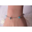 Bracelet Eau Turquoise en argent 925 avec perles bleu strass, turquoise et pâles Bracelet Eau Turquoise en argent 925 avec perles bleu strass, turquoise et pâles