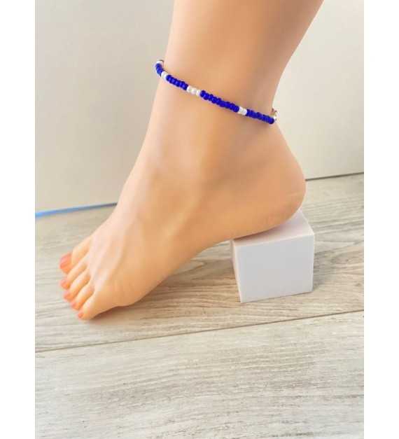 Bijou des Marins – Bracelet de cheville en perles bleu profond