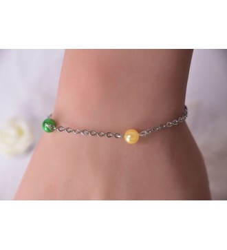Bracelet Raiponce argenté avec perles colorées féeriques