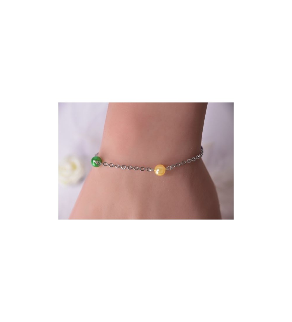 Bracelet Raiponce argenté avec perles colorées féeriques