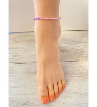 Bracelet de cheville perles roses et violettes élégantes