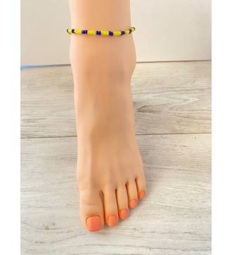 Bracelet de cheville perles bleues et jaunes élégantes
