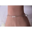 Bracelet Hiver Blanc en argent 925 avec perles blanches, feuille givrée et pomme de pin 