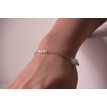 Bracelet Hiver Blanc en argent 925 avec perles blanches, feuille givrée et pomme de pin 
