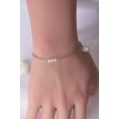 Bracelet Hiver Blanc en argent 925 avec perles blanches, feuille givrée et pomme de pin 