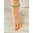 Mélodie des prairies – Bracelet de cheville en perles vertes foncées avec pendentif pierre naturelle