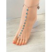 Bleu Pacifique – Bijou de pied avec pendentif coquillage et pierre bleuet 
