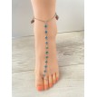Bleu Pacifique – Bijou de pied avec pendentif coquillage et pierre bleuet 