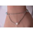Neutre – Bracelet double chaîne perles bleue, marron et blanche en acier inoxydable argent Neutre – Bracelet double chaîne perles bleue, marron et blanche en acier inoxydable argent