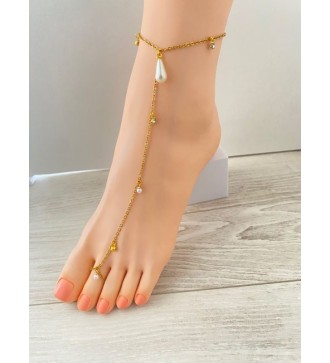 Bijou de pieds or 24K : breloques et perles élégantes