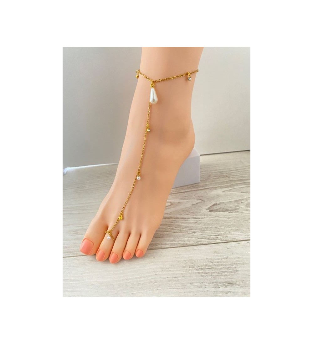 Bijou de pieds or 24K : breloques et perles élégantes