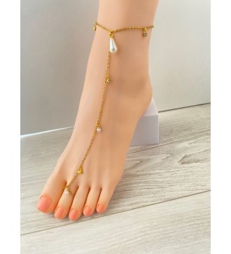 Bijou de pieds or 24K : breloques et perles élégantes