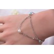 Neutre – Bracelet double chaîne perles bleue, marron et blanche en acier inoxydable argent Neutre – Bracelet double chaîne perles bleue, marron et blanche en acier inoxydable argent