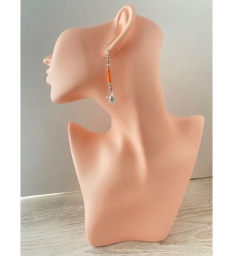 Boucles d'oreilles étoile de mer avec perles orange 925