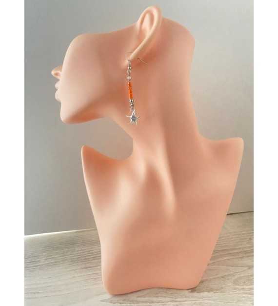 Étoile Océanique – Boucles d’oreilles étoile de mer avec perles