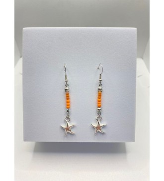 Boucles d'oreilles étoile de mer avec perles orange 925