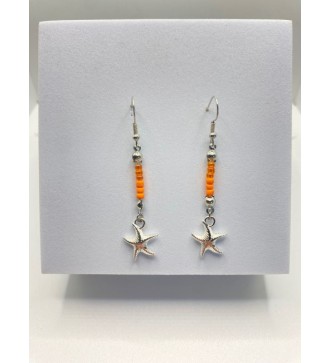 Boucles d'oreilles étoile de mer avec perles orange 925