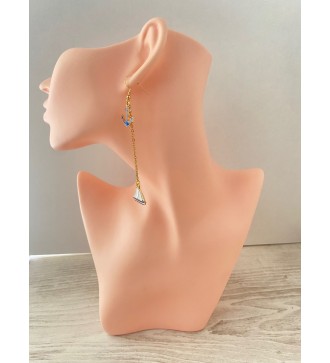 Boucles d'oreilles ancre et voilier en plaqué or 24K
