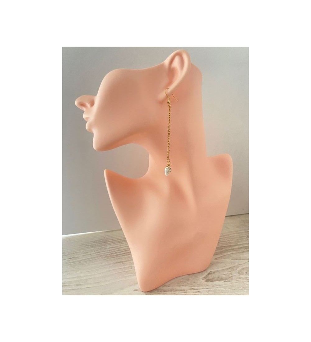 Boucles d'oreilles coquillage plaqué or 24K en chaîne