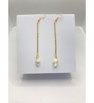 Boucles d'oreilles coquillage plaqué or 24K en chaîne