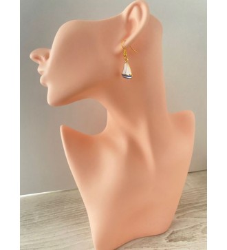 Boucles d'oreilles voilier en plaqué or 24K