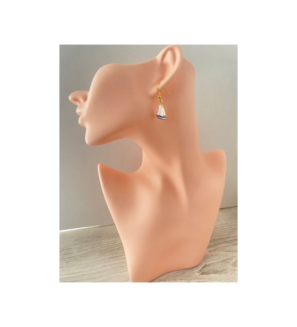 Boucles d'oreilles voilier en plaqué or 24K