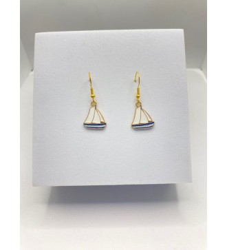 Boucles d'oreilles voilier en plaqué or 24K